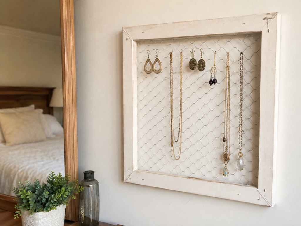 Reuse the Canvas Frame as a Wire Jewelry Organizer Reuse the Canvas Frame as a Wire Jewelry Organizer