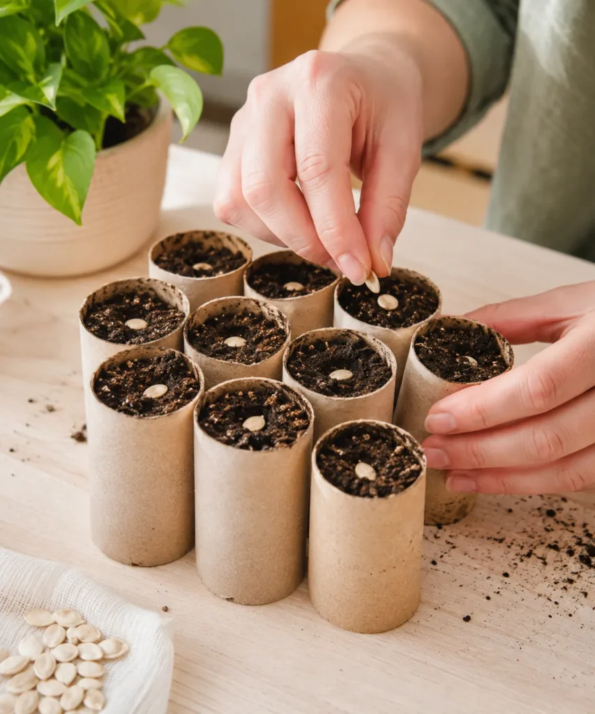 Start Seeds in Cardboard Tube Pots Start Seeds in Cardboard Tube Pots