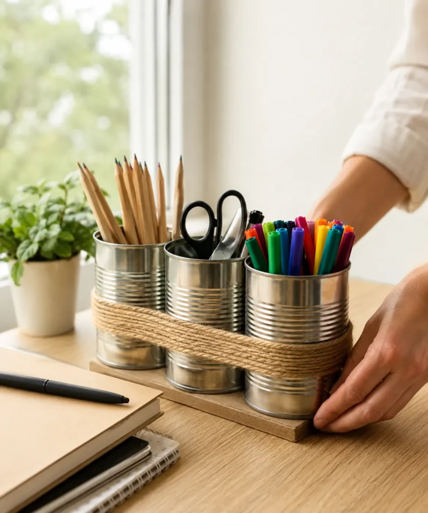 Turn Tin Cans Into a Desk Organizer Turn Tin Cans Into a Desk Organizer