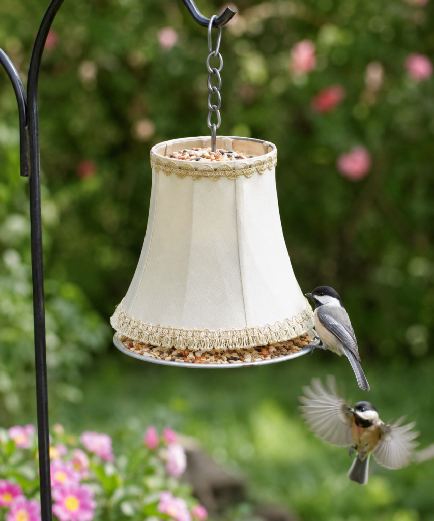 Turn a Lamp Shade Into a Garden Bird Feeder (1)