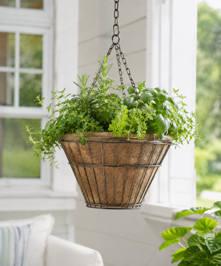 Turn a Wire Lamp Shade Into a Hanging Herb Basket (1)