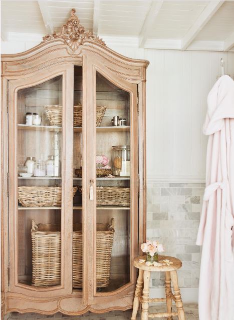 Use an Armoire as a Bathroom Linen Cabinet Use an Armoire as a Bathroom Linen Cabinet