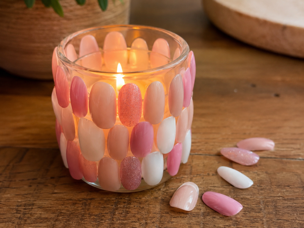 Decorate a Glass Candle Holder With Nail Tips Decorate a Glass Candle Holder With Nail Tips