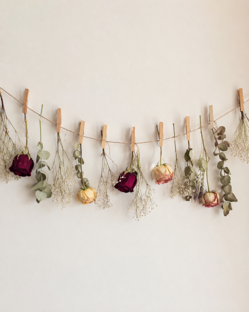 Hang a Dried-Flower Garland With Clothespins