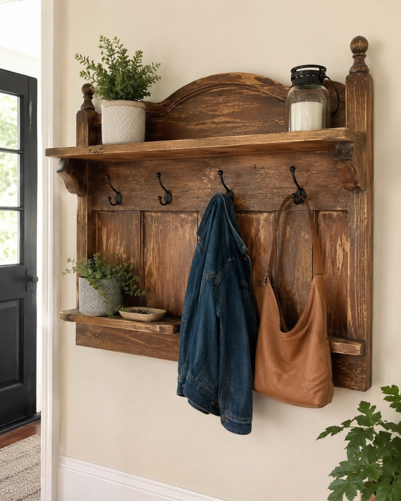 Reuse a Headboard as a Wall-Mounted Entryway Organizer Reuse a Headboard as a Wall-Mounted Entryway Organizer