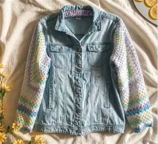 Add Crochet Blanket Sleeves to a Denim Jacket